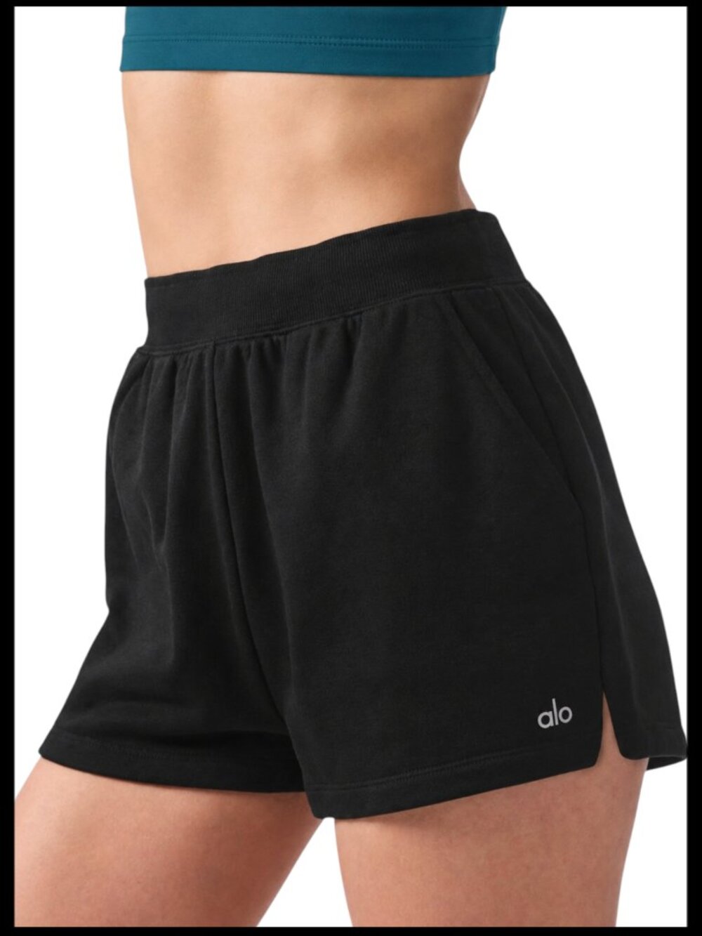 ALO Yoga Low Key Sweat Shorts Black High Rise French Terry Size S